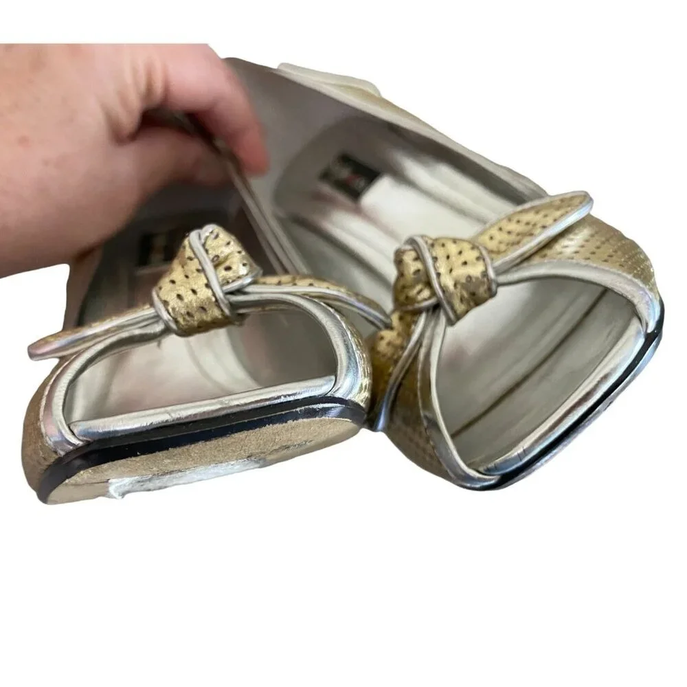 Style & Co. "Freckles" Peep Toe Metallic Heels Formal Special Occasion SZ 6.5 - Picture 5 of 12